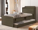 Ver imagem 1 de Cama de Solteiro Tamires Castanho com Auxiliar 2 Gavetas e Bau de Mdf