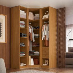 Guarda Roupa de Canto Obliquo Espelho 3 Portas Mdf Altezza Trend Belmax:freijó - 2