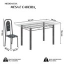 Ver imagem 4 de Conjunto de Mesa Tubular 140cm x 75cm Tampo Vidro Incolor com 6 Cadeiras Lara Prata/Preto