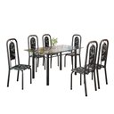 Ver imagem 2 de Conjunto de Mesa Tubular 140cm x 75cm Tampo Vidro Incolor com 6 Cadeiras Lara Prata/Preto