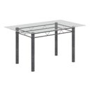Ver imagem 5 de Conjunto de Mesa Tubular 140cm x 75cm Tampo Vidro Incolor com 6 Cadeiras Lara Prata/Preto