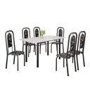 Ver imagem 2 de Conjunto de Mesa Tubular 140cm x 75cm Tampo Vidro Incolor com 6 Cadeiras Lara Prata/Preto