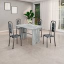 Ver imagem 1 de Conjunto de Mesa Tubular 120cm x 75cm Tampo Granito Topázio com 4 Cadeiras Lara Prata/Preto