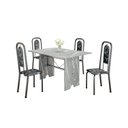 Ver imagem 2 de Conjunto de Mesa Tubular 120cm x 75cm Tampo Granito Topázio com 4 Cadeiras Lara Prata/Preto