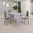 Ver imagem 1 de Conjunto de Mesa Tubular 120cm x 75cm Tampo Granito Ocre com 4 Cadeiras Lara Prata/Preto