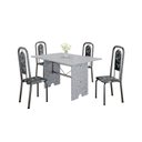 Ver imagem 2 de Conjunto de Mesa Tubular 120cm x 75cm Tampo Granito Ocre com 4 Cadeiras Lara Prata/Preto