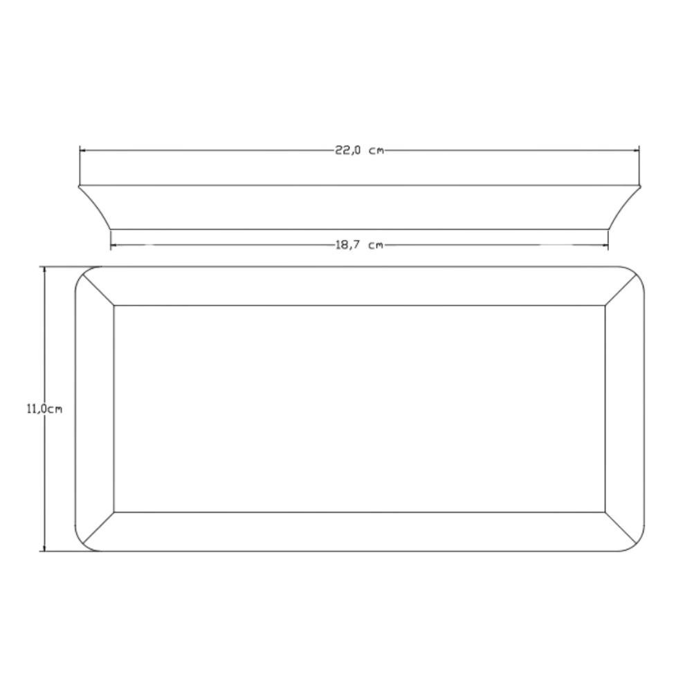 Kit 10 Travessas Sapporo em Porcelana Retangular Preta 22x11 - 5