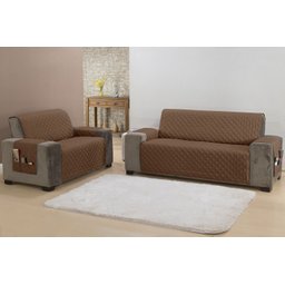 Kit Capa Protetor de Sofá 2 e 3 Lugares King Classic Face Única Assento 1,20m e 1,80m Decorativo:Mar - 1