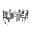 Ver imagem 2 de Conjunto de Mesa Tubular 140cm x 75cm Tampo Granito Topázio com 6 Cadeiras Lara Prata/Preto