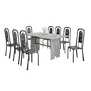 Ver imagem 2 de Conjunto de Mesa Tubular 180cm x 75cm Tampo Granito Topázio com 8 Cadeiras Lara Prata/Preto