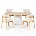 Ver imagem 3 de Mesa de Jantar Cone Oval 137x90 cm Tampo Mármore Travertino Base Laca Branca