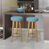 Kit 4 Banqueta Alta Elegance Bar Balcão Cozinha Bancada Pé Castanho Suede Azul Turquesa - Móveis Maf - 5