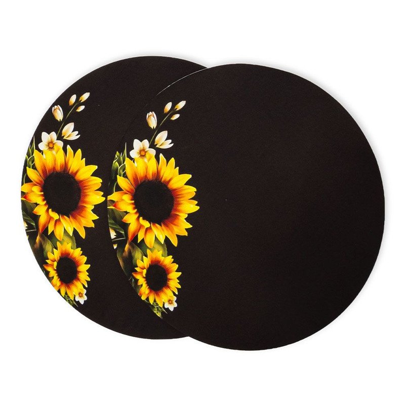 Mesa Posta e Sousplat Redondo Kit 12 Girassol Amarelo Tecido Exclusivo - 2
