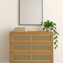 Ver imagem 4 de Cômoda Retrô 3 Gavetas com Espelho Porta Telada 100% MDF Marrom/Freijo Madeirado