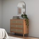 Ver imagem 1 de Cômoda Retrô 3 Gavetas com Espelho Porta Telada 100% MDF Marrom/Freijo Madeirado