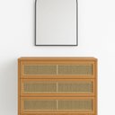 Ver imagem 2 de Cômoda Retrô 3 Gavetas com Espelho Porta Telada 100% MDF Marrom/Freijo Madeirado