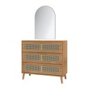 Ver imagem 6 de Cômoda Retrô 3 Gavetas com Espelho Porta Telada 100% MDF Marrom/Freijo Madeirado