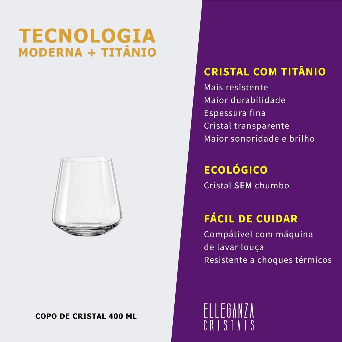 2 Copos de Cristal para Vinho Tinto 400 Ml Sandra Bohemia - 5