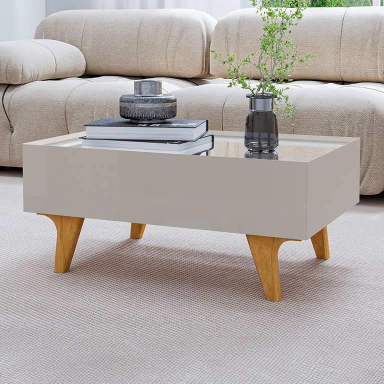 Mesa de Centro Sena 1 Gaveta com Espelho Off White - Móveis Bechara Mesa de Centro Sena 1 Gaveta com Espelho Off White - Móveis Bechara