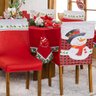 Kit de Capas de Cadeira Jantar Estampadas Natalina Ajustável C/ Elástico 06 Pçs - Boneco de Neve - 1