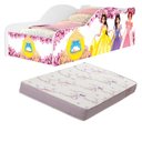 Ver imagem 1 de Cama Carro Infantil Juvenil com Proteção Lateral Resistente de Mdf Adesivada Das Princesas