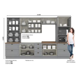 Cozinha Projetada Americana Henn 3.43m com Tampo - 2