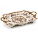 Ver imagem 3 de Centro de Mesa em Porcelana Florido Off White e Dourado a:8,5 X L38 X P:24,5cm