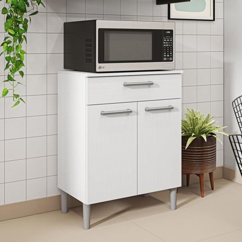 Balcão de Cozinha com Tampo 2 Portas e 1 Gaveta Rubi - Branco/supremo