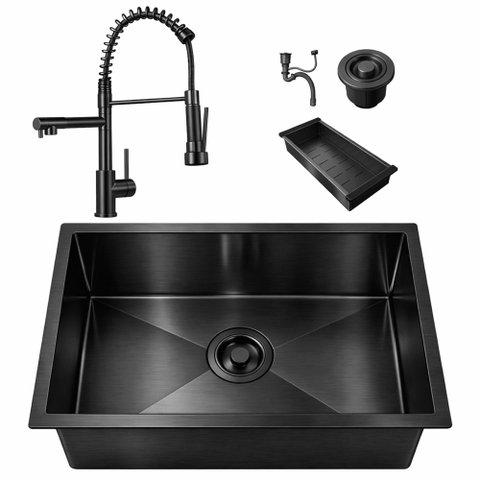 Kit Cuba Gourmet Cozinha 50x40 Inox 304 com Torneira 2 Saídas Misturador Brinovar