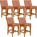 Ver imagem 2 de Kit 05 Banquetas Baixa Cozinha Bancada Bar Sala Jantar Fixa Mila L02 Couríssimo Camel - Lyam Decor