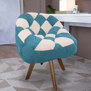 Ver imagem 1 de Poltrona Paloma Escritório Sala Giratória Madeira Suede Azul Turquesa e Suede Bege - Dominic Decor