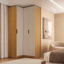 Ver imagem 1 de Guarda Roupa de Canto Reto 3 Portas Mdf Altezza Clean Belmax:freijó/off White
