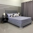Ver imagem 1 de Cama com Cabeceira Almofadada Berlim Linho Cinza Rbl Casal 1,40 X 1,90