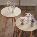 Ver imagem 3 de Conjunto 2 Mesinhas Madeira Canto Lateral Pés Palito Retro Decoração Sala