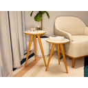 Ver imagem 2 de Conjunto 2 Mesinhas Madeira Canto Lateral Pés Palito Retro Decoração Sala