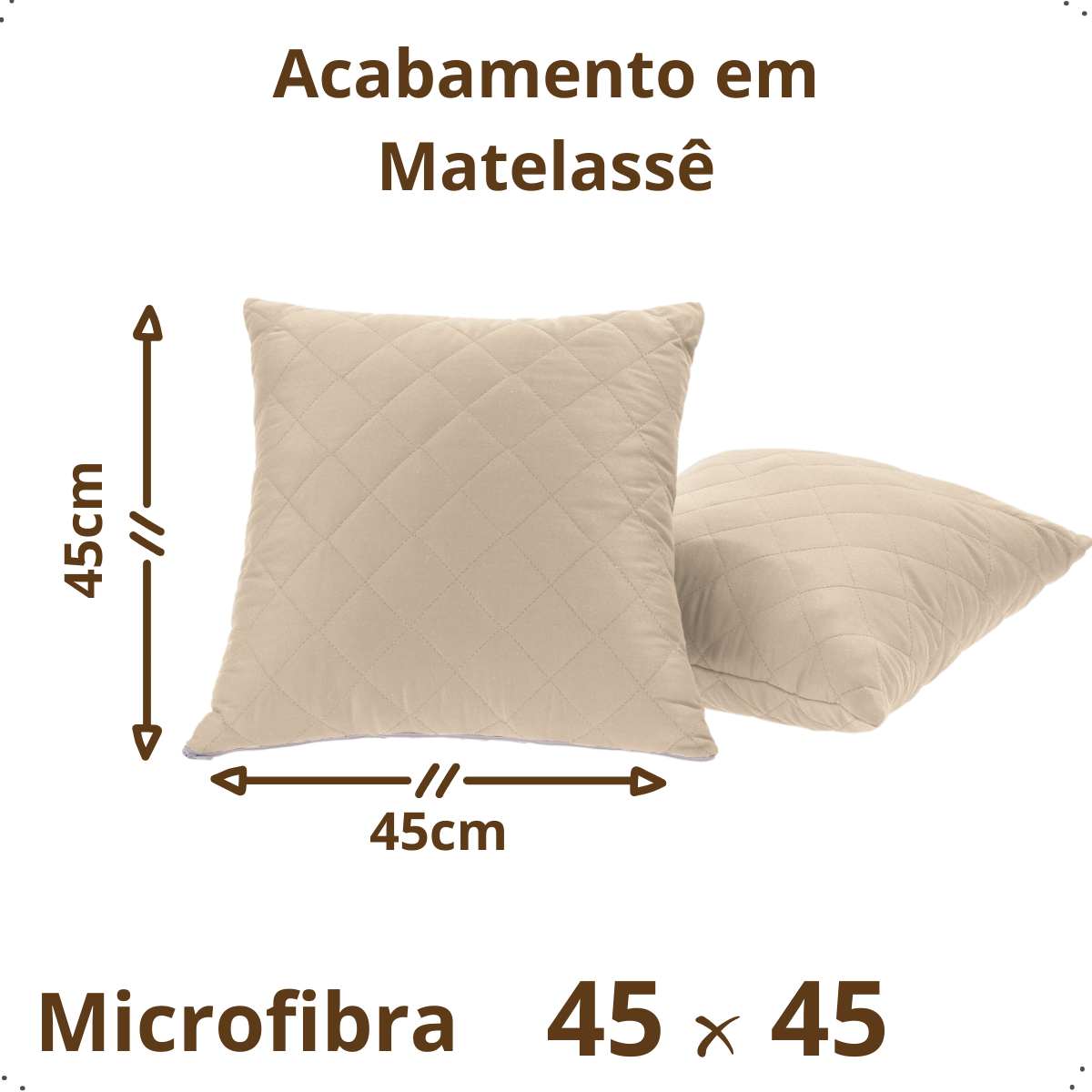 Kit 04 Capas de Almofadas Cor Bege 45x45cm Tecido Fofinho e Macio com Zíper - 4