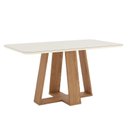 Ver imagem 2 de Mesa de Jantar Lins 160cm Canto Arredondado com Vidro Ambiente Nature Off White com 6 Cadeiras Bella