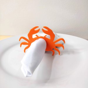 6 Argolas Para Guardanapo Caranguejo / Mesa Posta Praia, Mar:Laranja