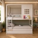 Ver imagem 1 de Treliche Infantil Casinha Reta Madeira Maciça Branco Megamobilia