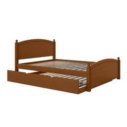 Cama Casal de Madeira com Cama Auxiliar Solteiro Merk - 5