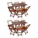 Ver imagem 1 de Kit 2 Conjuntos de Mesa Dobráveis de Madeira 70x110cm com 6 Cadeiras Imbuia