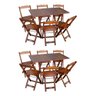 Kit 2 Conjuntos de Mesa Dobráveis de Madeira 70x110cm com 6 Cadeiras Imbuia - 1