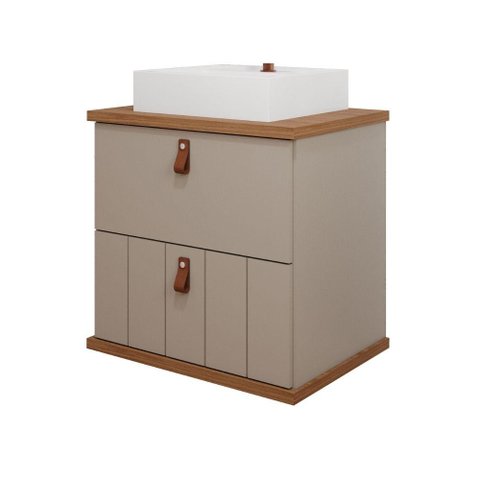 Gabinete para Banheiro 60cm 100% Mdf 1 Gaveta 1 Porta Basculante Milano Mgm Móveis Cappuccino/