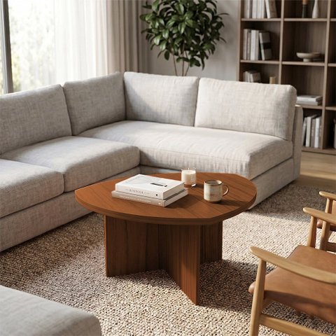 Mesa de Centro Design Moderno para Sala com Estrutura Resistente Cedro Artely Delta
