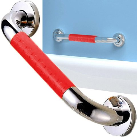 Barra Alça De Apoio 40cm Aço inox Antiderrapante Acessibilidade Pcd Cadeirante Idoso Gestante Evita 