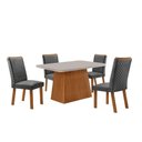 Ver imagem 5 de Conjunto Mesa de Jantar Aida Lira 4 Lugares Tampo MDF Vidro Serigrafado Grafite 120cm Moderna