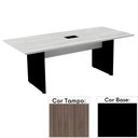 Ver imagem 1 de Mesa de Reunião com Caixa de Tomada 200 x 90 cm Pé Painel PE25 em MDP Cor Walnut Base Preta