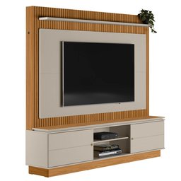 Estante Home Theater para TV 75 Pol. 215cm Guape L06 Nature/Off White - Mpozenato - 1