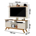 Ver imagem 3 de Painel Com Rack TV 55 Pol 1420X1475 Off White Nature Tebar