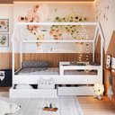 Ver imagem 5 de Cama Infantil Montessoriana Solteiro com Gavetas sem Colchão Branco - Completa